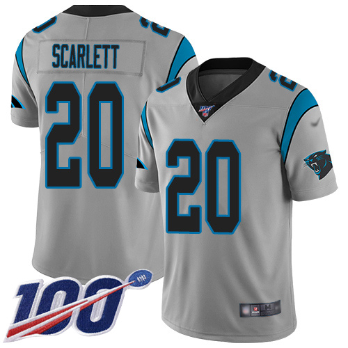 Carolina Panthers Limited Silver Men Jordan Scarlett Jersey NFL Football #20 100th Season Inverted Legend
